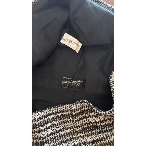 Vintage Mollie Parnis x Saks Fifth Avenue Tweed Dress Black White Gold A-Line - Picture 10 of 16